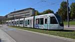 Am 09.09.2020 habe ich diese Straßenbahn mit Hersteller CAF Urbos Nr. 303 in Freiburg im Breisgau aufgenommen.