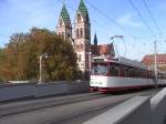 Linie 3 der Freiburger VAG kurz vor dem Hauptbahnhof.
