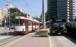 Freiburg im Breisgau VAG SL 1 (DWAG-GT8 203) Landwasser im Juli 1990.