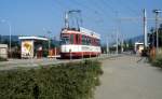 Freiburg im Breisgau VAG SL 5 (GT4 110) Sundgauallee / Runzmattenweg im Juli 1990.