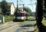 Freiburg im Breisgau VAG SL 5 (GT4 117) Wannerstrasse im Juli 1990.