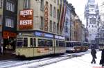 Tw 120 der Freiburger Straßenbahn am 01.01.1981 am Bertholdsbrunnen