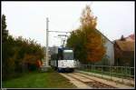 Wagen 308 im Wendedreieck in Biesnitz.