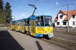 Straßenbahn Gotha / Thüringerwaldbahn: Tatra KT4D der Thüringerwaldbahn und Straßenbahn Gotha GmbH - Wagen 301, aufgenommen im März 2017 in Bad Tabarz / Landkreis Gotha.