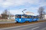 Straßenbahn Gotha / Thüringerwaldbahn: Tatra KT4D der Thüringerwaldbahn und Straßenbahn Gotha GmbH - Wagen 315, aufgenommen im März 2017 im Stadtgebiet von Gotha.