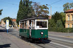 90 Jahre Thüringerwaldbahn. 125 Jahre Strassenbahn Gotha. Am 21. September 2019 feierte Gotha das Doppeljubiläum 90 Jahre Thüringerwaldbahn und 125 Jahre Strassenbahn Gotha. Das grosse Fest mit den vielen Besuchern fand bei der Wagenhalle statt. Auch während den öffentlichen Sonderfahrten mit den historischen Trams auf der Strecke Wagenhalle - Hauptbahnhof stand der Gastriebwagen 23 aus Nordhausen im Mittelpunkt. Foto: Walter Ruetsch