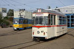 90 Jahre Thüringerwaldbahn.
125 Jahre Strassenbahn Gotha.
Am 21. September 2019 feierte Gotha das Doppeljubiläum 90 Jahre Thüringerwaldbahn und 125 Jahre Strassenbahn Gotha.
Der Fahrschulwagen 516, ehemals Mannheim, sowie der historische Wagen 47 haben am Tag der offenen Tür den Betriebshof nicht verlassen.
Foto: Walter Ruetsch