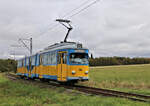 D�WAG ET 508 ist hier bei Wahlhausen aus Gotha kommend am 2.10.2026 um 12.19 Uhr nach Tabarz unterwegs.