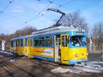 Strassenbahn-Tw 318 an der Endstelle Hauptbahnhof Gotha (vor dem Umbau !)  2004