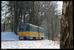 Tatrawagen 302 am 22.01.2011 kurz vor der Haltestelle Waltershausen Schnepfenthal.