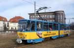 Straßenbahn Gotha: Tatra Straßenbahn Triebwagen Nummer 306 unterwegs als Linie 4.