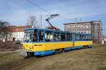 Straenbahn Gotha: Tatra Straenbahn Triebwagen Nummer 305 unterwegs als Linie 4.