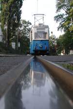 Ein Fotohalt auf einer Sonderfahrt machte es am 20.09.2009 mglich den Gothaer Tw 39 (Typ ET55 ZR) aus einer besonderen Perspektive abzulichten.