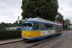 Straenbahn Gotha: Duewag GT6 Triebwagen Nummer 442 unterwegs als Fahrschule.