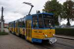 Straenbahn Gotha: Tatra Straenbahn Triebwagen Nummer 301 unterwegs als Linie 4 nach Tabarz.