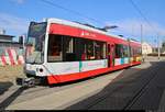 MGT-K (Bombardier Flexity Classic), Wagen 680, der Halleschen Verkehrs-AG (HAVAG) steht anlässlich des Tags der offenen Tore im HAVAG Betriebshof in der Freiimfelder Straße in Halle (Saale).
[1.9.2018 | 11:05 Uhr]