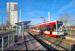 MGT-K (Bombardier Flexity Classic), Wagen 680 und 679, An der Eselsmühle in Halle (Saale).

🧰 Hallesche Verkehrs-AG (HAVAG)
🚋 Linie 2 S-Bahnhof Südstadt–Soltauer Straße
🕓 9.2.2023 | 9:28 Uhr