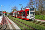 MGT-K (Bombardier Flexity Classic), Wagen 675 und 676, bei ihrem letzten Unterwegshalt an der Haltestelle Mindener Straße in Halle (Saale).