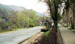 Straßenbahn Jena__Linie 2 in der Karl-Liebknecht-Straße.__17-03-90