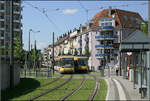 Mit der Straßenbahn nach Karlsruhe-Wolfartsweier -    Die Haltestelle 'Killsfeldstraße' an der noch jungen Strecke nach Wolfartsweier in Karlsruhe-Durlach.