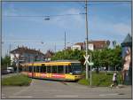 Die Wendeschleife am Tivoli in der Karlsruher Sdstadt, aufgenommen am 04.05.2008 zusammen mit dem Niederflur-Tw 265.