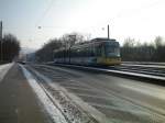 Straenbahnwagen der Linie 2 zum ZKM (Zentrum fr Kunst und Medientechnologie)Karlsruhe-Durlach 08.01.2009