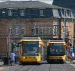 318 als 4 nach Waldstadt und 245 als 2 nach Wolfartsweier treffen sich in der Poststr.