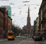 Museumstriebwagen 95 auf der Ringlinie hier in der Kaiserstrae 13.12.09