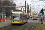 Wagen 257 und 229 am Ettlinger Tor. Karlsruhe 03.03.2012.