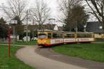 TW 214 auf Sonderfahrt durch Karlsruhe. Hier beim Halt in der Wendeschleife Neureuter Strae. Aufgenommen am 21.04.2013.