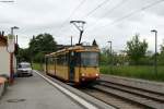 TW 124  Badewanne  an der Endstation Wolfartsweier Nord. Aufgenommen am 14.05.2013.