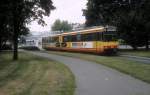 Karlsruhe VBK / AVG SL A (Waggon Union-GT6 518) Albtalbahnhof im Juli 1988.