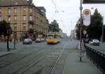 Karlsruhe VBK SL 3 (DWM-GT8 180) Karlstrasse / Mathystrasse im Juli 1988.