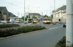 Karlsruhe VBK Strassenbahnhaltestelle Bahnhofplatz im Juli 1988.