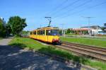 In Karlsruhe gibt es für die Schüler der Europäischen Schule in der Waldstadt zusätzliche Schulstraßenbahnen. Am 20.05.2014 begegnete mir in der Nähe des Fächerbades Tw 125 als Linie 16 zur Lessingstraße.