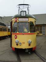 Treffpunkt Schienennahverkehr Karlsruhe e.V. Wagen 139 in Karlsruhe Betriebshof West beim Tag der Offenen Tür bei der VBK am 25.04.15