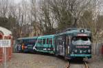 KVB 1877  Colonia-Express  war am 25.2.2012 als Sonderzug unterwegs. Gesichtet auf der Kehrschleife in Thielenbruch.