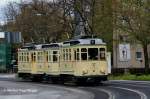 Der Museumszug  Finchen  bestehend aus 1285, 1257 und 1286 auf der Karlsruher Strae auf Sonderfahrt am 21.04.2012