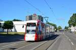 Tw 603 fährt soeben in die Haltestelle Gutenbergstraße ein. Im Hintergrund ist das Bürogebäude der Stadtwerke Krefeld zu sehen dort befindet sich auch der Betriebshof.

Krefeld 21.06.2019