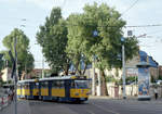 Leipzig LVB SL 11E (T4D-M1 (LVB-Typ 33h) 2167) Kurt-Schumacher-Straße / Hauptbahnhof am 15. Juli 2008. - Scan eines Farbnegativs. Film: Kodak FB 200-7. Kamera: Leica C2.