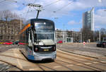 NGT12-LEI (Bombardier Flexity Classic XXL), Wagen 1230, der Leipziger Verkehrsbetriebe (LVB) als Linie 15 von Leipzig-Miltitz nach Leipzig-Meusdorf über Philipp-Rosenthal-Straße erreicht die Haltestelle Wilhelm-Leuschner-Platz. [24.3.2018 | 13:20 Uhr]