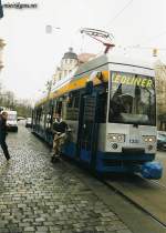 Die neue Straenbahn von Leipzig  Leoliner , Nordplatz am 20.12.2003
