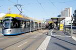 Straßenbahnhaltestelle Hauptbahnhof in Leipzig am Morgen des 17.04.2022