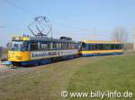 02.04.2007, T4D-M (Wagen Nr. 2117) mit NB4-Beiwagen, als Linie 8, auf Miltitz Wendeschleife
