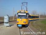 02.04.2007, T4D-M (Wagen Nr. 2117) mit NB4-Beiwagen, als Linie 8, auf Miltitz Wendeschleife