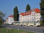 Der Hhepunkt des Tages war der Einsatz des Triebwagens 1602 T4D (Typ 33)mit Beiwagen 520 B4D (Typ 65), die vor geanau 40 Jahren in Leipzig angeliefert wurden und zahlreiche Fahrgste sowie Fotografen und Filmer anzogen. Hier als Linie 29E am 20.09.2009 kurz nach der  Zwangskehre  in Ltzschena, in Richtung Leipzig-Innenstadt unterwegs.