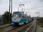 Arbeitstriebwagen T4D 5032(nicht modernisiert) auf der Teslastrae in der Nhe der Hauptwerkstatt der LVB
16.10.2009