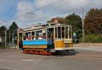 100 Jahre Straenbahn in Schkeuditz, Wagen 809 im Zentrum von Schkeuditz, 18.09.2010.