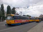 Leipzig: Straenbahnlinie 11E nach Dlitz Betriebshof am Hauptbahnhof.(25.8.2010)