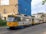 Leipzig: Straenbahnlinie 3 nach Knautkleenberg an der Haltestelle Zentrum-Ost Hofmeisterstrae.(25.8.2010)